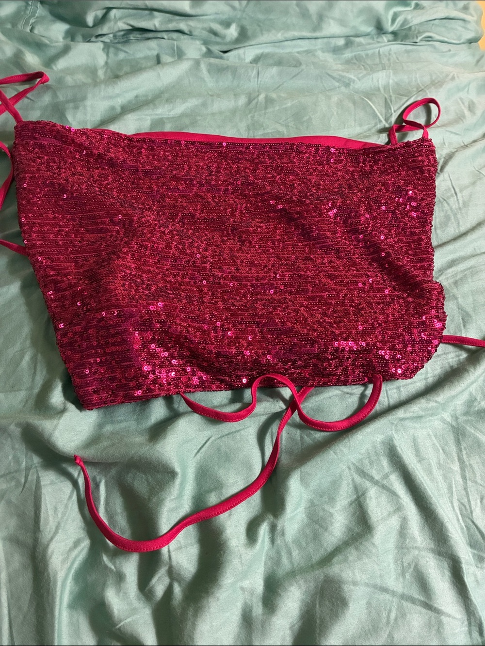 Hot pink sequin crop top